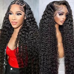 28" Deep Wave Lace Front Wig 13x6 Human Hair 180% Density HD Transparent Lace